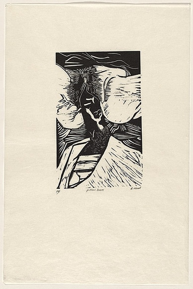 Artist: b'Head, Rachel.' | Title: b'Pillow book' | Technique: b'linocut, printed in black ink, from one block'