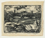 Artist: Ratas, Vaclovas. | Title: Ferry boat | Date: 1953 | Technique: wood-engraving, printed in black ink, from one block