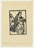 Artist: Groblicka, Lidia | Title: Two models | Date: 1953-54 | Technique: woodcut, printed in black ink, from one block