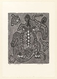 Artist: Hayward Pooaraar, Bevan. | Title: Turtle and lizard | Date: 1988 | Technique: linocut