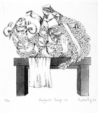 Artist: Kossatz, Les. | Title: Maughan's sheep (I) | Date: 1977 | Technique: etching and aquatint, printed in black ink, from one plate | Copyright: © Les Kossatz. Licensed by VISCOPY, Australia