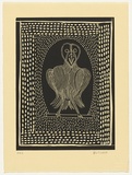Artist: Cherel, Kumanjayi (Butcher). | Title: Owl | Date: 1994, October-November | Technique: linocut, printed in black ink, from one block