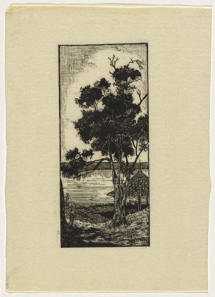 Artist: b'TRETHOWAN, Edith' | Title: b'The pagoda.' | Date: c.1932 | Technique: b'wood-engraving, printed in black ink, from one block' Artist: b'TRETHOWAN, Edith' | Title: b'The pagoda.' | Date: c.1932 | Technique: b'wood-engraving, printed in black ink, from one block'