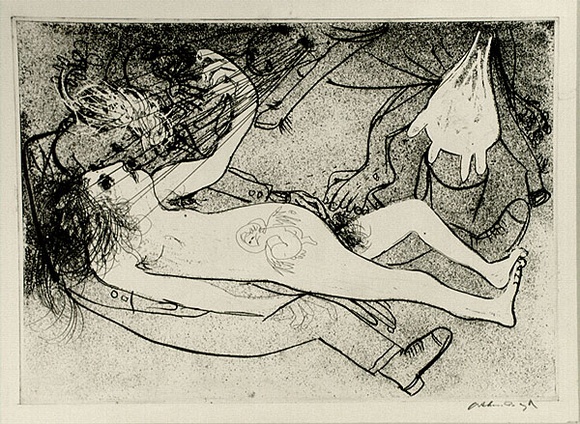 Artist: b'BOYD, Arthur' | Title: b'Pregnant woman with soldier.' | Date: 1960-70 | Technique: b'etching, printed in black ink, from one plate' | Copyright: b'Reproduced with permission of Bundanon Trust' Artist: b'BOYD, Arthur' | Title: b'Pregnant woman with soldier.' | Date: 1960-70 | Technique: b'etching, printed in black ink, from one plate' | Copyright: b'Reproduced with permission of Bundanon Trust'