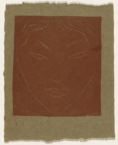 Artist: Bell, George.. | Title: (Greek head). | Technique: linocut, printed in brown ink, from one block