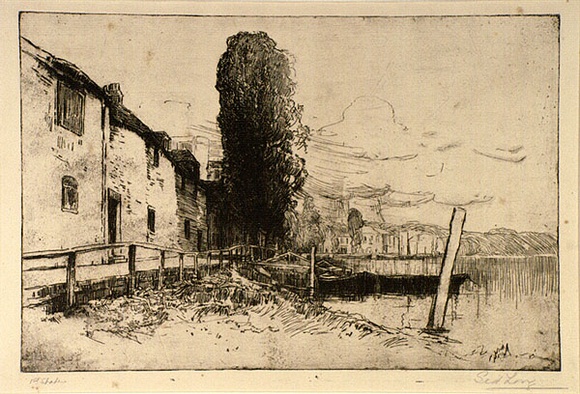 Artist: b'Long, Sydney.' | Title: b'Strand on the green, No.1' | Date: c.1923 | Technique: b'line-etching, printed in brown ink, from one zinc plate' | Copyright: b'Reproduced with the kind permission of the Ophthalmic Research Institute of Australia' Artist: b'Long, Sydney.' | Title: b'Strand on the green, No.1' | Date: c.1923 | Technique: b'line-etching, printed in brown ink, from one zinc plate' | Copyright: b'Reproduced with the kind permission of the Ophthalmic Research Institute of Australia'