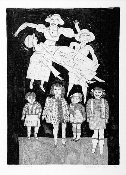 Artist: b'HANRAHAN, Barbara' | Title: b'The little girls' | Date: 1978 | Technique: b'etching and aquatint, printed in black ink with plate-tone, from one plate' Artist: b'HANRAHAN, Barbara' | Title: b'The little girls' | Date: 1978 | Technique: b'etching and aquatint, printed in black ink with plate-tone, from one plate'