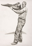 Artist: Lopes, Steve. | Title: Man with whale skull | Date: 2003 | Technique: etching, printed in black ink, from one plate