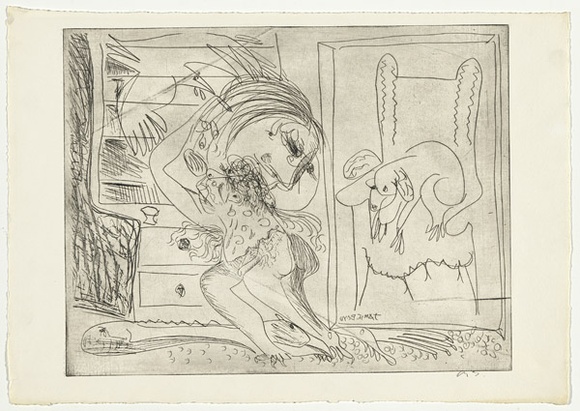 Artist: b'BOYD, Arthur' | Title: b'Figure with head, bird in interior.' | Date: (1968-69) | Technique: b'etching, printed in black ink, from one plate' | Copyright: b'Reproduced with permission of Bundanon Trust' Artist: b'BOYD, Arthur' | Title: b'Figure with head, bird in interior.' | Date: (1968-69) | Technique: b'etching, printed in black ink, from one plate' | Copyright: b'Reproduced with permission of Bundanon Trust'