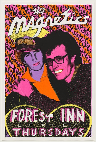 Artist: b'WORSTEAD, Paul' | Title: b'The Magnetics - Forest Inn' | Date: 1982 | Technique: b'screenprint, printed in colour, from four stencils' | Copyright: b'This work appears on screen courtesy of the artist' Artist: b'WORSTEAD, Paul' | Title: b'The Magnetics - Forest Inn' | Date: 1982 | Technique: b'screenprint, printed in colour, from four stencils' | Copyright: b'This work appears on screen courtesy of the artist'