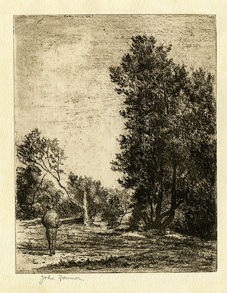 Artist: b'Farmer, John.' | Title: b'Landscape.' | Date: 1956 | Technique: b'softground etching, printed in brown ink, from one plate' Artist: b'Farmer, John.' | Title: b'Landscape.' | Date: 1956 | Technique: b'softground etching, printed in brown ink, from one plate'