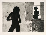 Artist: Hadley, Basil. | Title: The visit | Date: 1974 | Technique: etching, aquatint and deep etch, printed in black ink, from one plate