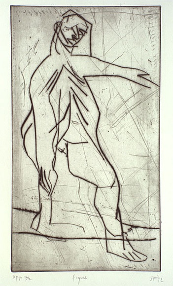 Artist: b'Furlonger, Joe.' | Title: b'Figure' | Date: 1992 | Technique: b'etching, printed in black ink, from one plate' Artist: b'Furlonger, Joe.' | Title: b'Figure' | Date: 1992 | Technique: b'etching, printed in black ink, from one plate'