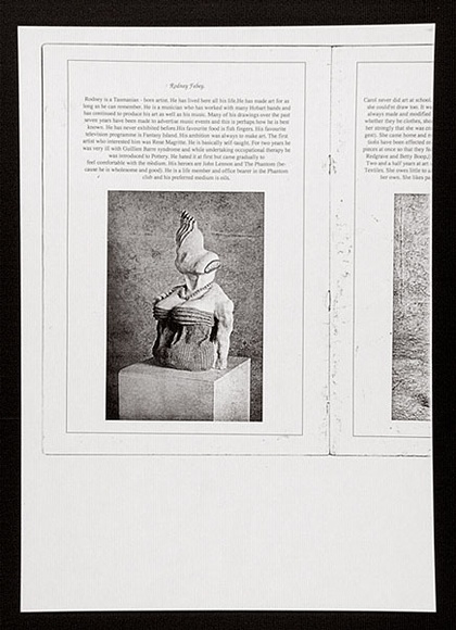 Artist: b'Febey, Rodney.' | Title: b'Catalogue page (archival).' | Date: 1982 | Technique: b'photocopy, printed in black ink, from hand drawn artwork' Artist: b'Febey, Rodney.' | Title: b'Catalogue page (archival).' | Date: 1982 | Technique: b'photocopy, printed in black ink, from hand drawn artwork'