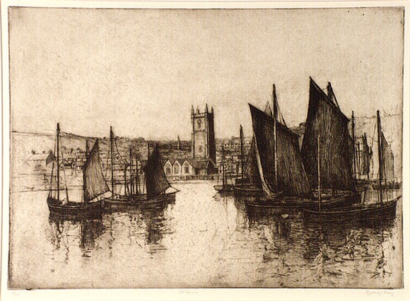 Artist: b'Long, Sydney.' | Title: b'St.Ives, Cornwall' | Date: (1928) | Technique: b'line-etching and drypoint, printed in dark brown ink, from one copper plate' | Copyright: b'Reproduced with the kind permission of the Ophthalmic Research Institute of Australia' Artist: b'Long, Sydney.' | Title: b'St.Ives, Cornwall' | Date: (1928) | Technique: b'line-etching and drypoint, printed in dark brown ink, from one copper plate' | Copyright: b'Reproduced with the kind permission of the Ophthalmic Research Institute of Australia'