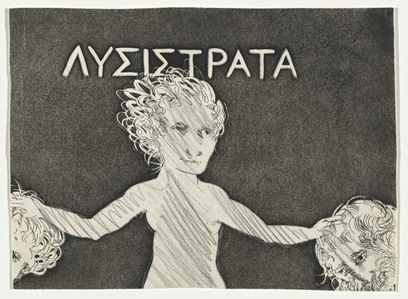Artist: b'BOYD, Arthur' | Title: b'Title page: Lysistrata between the Athenian and Spartan (upper centre portion only).' | Date: (1970) | Technique: b'etching and aquatint, printed in black ink, from one plate' | Copyright: b'Reproduced with permission of Bundanon Trust' Artist: b'BOYD, Arthur' | Title: b'Title page: Lysistrata between the Athenian and Spartan (upper centre portion only).' | Date: (1970) | Technique: b'etching and aquatint, printed in black ink, from one plate' | Copyright: b'Reproduced with permission of Bundanon Trust'
