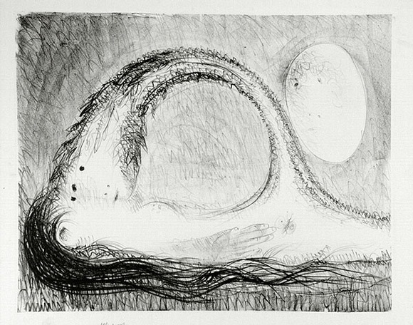 Artist: b'BOYD, Arthur' | Title: b'St Francis lying down in the wilderness.' | Date: (1965) | Technique: b'lithograph, printed in black ink, from one plate' | Copyright: b'Reproduced with permission of Bundanon Trust' Artist: b'BOYD, Arthur' | Title: b'St Francis lying down in the wilderness.' | Date: (1965) | Technique: b'lithograph, printed in black ink, from one plate' | Copyright: b'Reproduced with permission of Bundanon Trust'