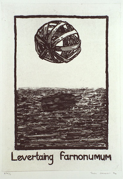 Artist: b'Jones, Tim.' | Title: b'Levertaing Farnonumum' | Date: 1994, April - May | Technique: b'etching, printed in black ink, from one plate' Artist: b'Jones, Tim.' | Title: b'Levertaing Farnonumum' | Date: 1994, April - May | Technique: b'etching, printed in black ink, from one plate'
