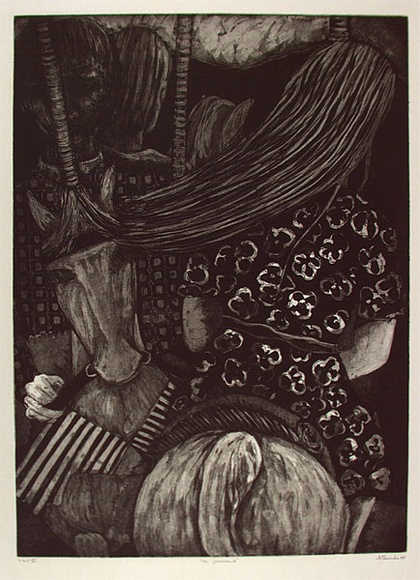 Artist: b'Edwards, Annette.' | Title: b'En passant' | Date: 1985 | Technique: b'etching and aquatint, printed in black ink with plate-tone, from one plate' Artist: b'Edwards, Annette.' | Title: b'En passant' | Date: 1985 | Technique: b'etching and aquatint, printed in black ink with plate-tone, from one plate'