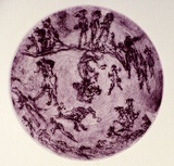 Artist: b'Shearer, Mitzi.' | Title: b'not titled [circle]' | Technique: b'etching, aquatint printed in claret from one  plate'