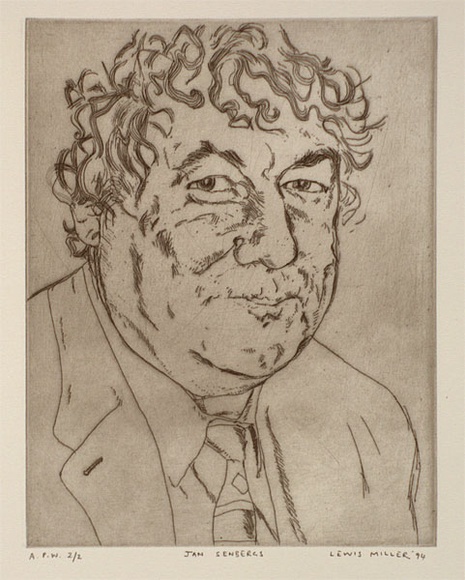 Artist: Miller, Lewis. | Title: Jan Senbergs | Date: 1994 | Technique: etching, printed in black ink, from one plate | Copyright: © Lewis Miller. Licensed by VISCOPY, Australia Artist: Miller, Lewis. | Title: Jan Senbergs | Date: 1994 | Technique: etching, printed in black ink, from one plate | Copyright: © Lewis Miller. Licensed by VISCOPY, Australia