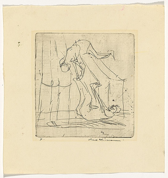Artist: b'WILLIAMS, Fred' | Title: b'Tumblers' | Date: 1954-1955 | Technique: b'etching, printed in black ink, from one plate'