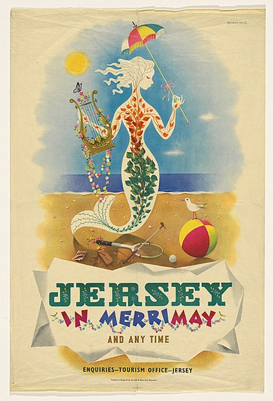 Artist: b'Bainbridge, John.' | Title: b'Poster: Jersey in Merrimay and any time.' | Date: c.1956 | Technique: b'photo-lithograph' Artist: b'Bainbridge, John.' | Title: b'Poster: Jersey in Merrimay and any time.' | Date: c.1956 | Technique: b'photo-lithograph'