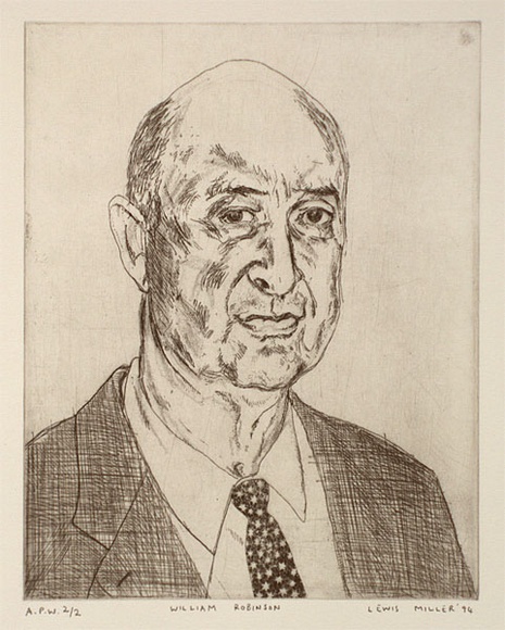 Artist: b'Miller, Lewis.' | Title: b'William Robinson' | Date: 1994 | Technique: b'etching, printed in black ink, from one plate' | Copyright: b'\xc2\xa9 Lewis Miller. Licensed by VISCOPY, Australia' Artist: b'Miller, Lewis.' | Title: b'William Robinson' | Date: 1994 | Technique: b'etching, printed in black ink, from one plate' | Copyright: b'\xc2\xa9 Lewis Miller. Licensed by VISCOPY, Australia'