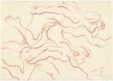 Artist: Friend, Donald. | Title: Running figures. | Date: 1965 | Technique: lithograph, printed in red ink, from one stone | Copyright: Courtesy of the Estate of Donald Friend
