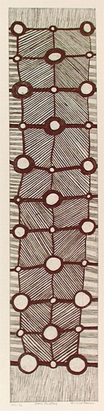 Artist: b'Kantilla, Kitty. (Kutuwalumi Purawarrumpatu).' | Title: b'not titled (abstract linear design)' | Date: 1996, June | Technique: b'etching, printed in black ink, from one plate' Artist: b'Kantilla, Kitty. (Kutuwalumi Purawarrumpatu).' | Title: b'not titled (abstract linear design)' | Date: 1996, June | Technique: b'etching, printed in black ink, from one plate'