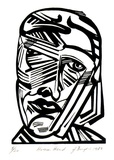 Artist: Burgess, Jeff. | Title: Human head. | Date: 1981 | Technique: linocut, printed in black ink, from one block