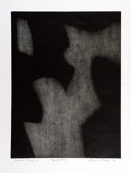 Artist: b'Sharp, James.' | Title: b'Aquatint II' | Date: 1979 | Technique: b'aquatint and burnishing, printed in black ink, from one plate' | Copyright: b'\xc2\xa9 Estate of James Sharp' Artist: b'Sharp, James.' | Title: b'Aquatint II' | Date: 1979 | Technique: b'aquatint and burnishing, printed in black ink, from one plate' | Copyright: b'\xc2\xa9 Estate of James Sharp'