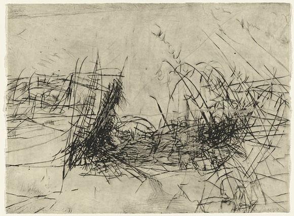 Artist: b'PARR, Mike' | Title: b'Solar winds 6.' | Date: 1989 | Technique: b'drypoint, printed in black ink with plate-tone, from one copper plate' Artist: b'PARR, Mike' | Title: b'Solar winds 6.' | Date: 1989 | Technique: b'drypoint, printed in black ink with plate-tone, from one copper plate'