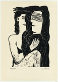 Artist: SELLBACH, Udo | Title: Blind lovers. | Date: 1985 | Technique: linocut