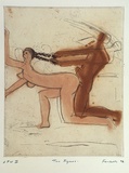 Artist: Fransella, Graham. | Title: Two figures | Date: 1992 | Technique: etching, softground, drypoint and spit-bite, printed in colour, from three plates | Copyright: Courtesy of the artist