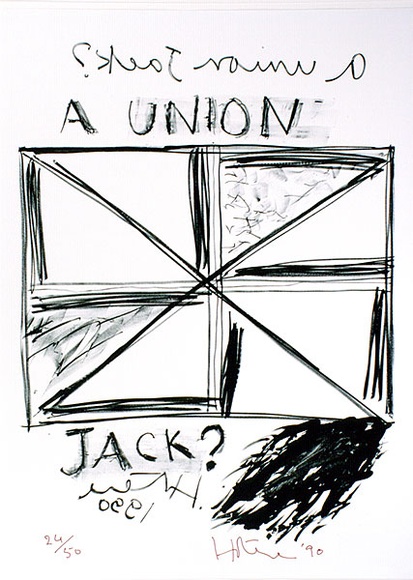 Artist: b'Hotere, Ralph.' | Title: b'A Union Jack ?' | Date: 1990 | Technique: b'lithograph, printed in colour, from multiple stones' Artist: b'Hotere, Ralph.' | Title: b'A Union Jack ?' | Date: 1990 | Technique: b'lithograph, printed in colour, from multiple stones'