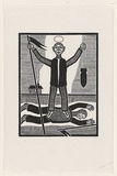 Artist: Groblicka, Lidia | Title: Strong man | Date: 1971 | Technique: woodcut, printed in black ink, from one block