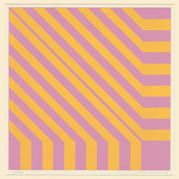 Artist: b'Schlicht, Rollin.' | Title: b'Corner' | Date: c.1966 | Technique: b'screenprint, printed in colour, from multiple stencils' Artist: b'Schlicht, Rollin.' | Title: b'Corner' | Date: c.1966 | Technique: b'screenprint, printed in colour, from multiple stencils'