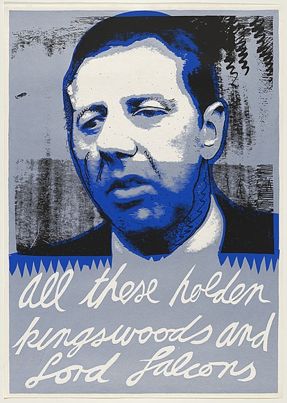 Artist: b'WORSTEAD, Paul' | Title: b'Mayor - All these Holden Kingswood and Ford Falcons.' | Date: 1976 | Technique: b'screenprint, printed in colour, from three stencils in blue, silver,and black ink' | Copyright: b'This work appears on screen courtesy of the artist' Artist: b'WORSTEAD, Paul' | Title: b'Mayor - All these Holden Kingswood and Ford Falcons.' | Date: 1976 | Technique: b'screenprint, printed in colour, from three stencils in blue, silver,and black ink' | Copyright: b'This work appears on screen courtesy of the artist'