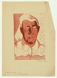 Artist: Groblicka, Lidia | Title: Model [portrait of a man]. | Date: 1954-55 | Technique: woodcut, printed in colour, from multiple blocks