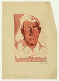 Artist: Groblicka, Lidia. | Title: Model [portrait of a man]. | Date: 1954-55 | Technique: woodcut, printed in colour, from multiple blocks