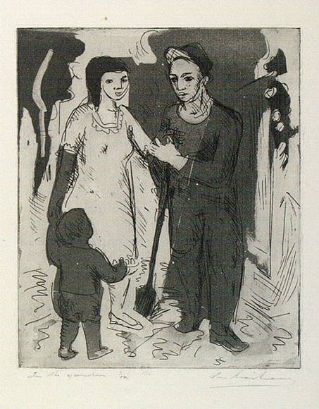 Artist: b'Armstrong, Ian.' | Title: b'In the garden.' | Date: c.1955 | Technique: b'etching, aquatint printed in black ink, from one plate' Artist: b'Armstrong, Ian.' | Title: b'In the garden.' | Date: c.1955 | Technique: b'etching, aquatint printed in black ink, from one plate'