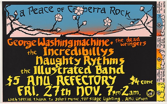 Artist: b'LITTLE, Colin' | Title: b'A Peace of Canberra Rock ... A.N.U. Refectory.' | Date: 1982 | Technique: b'screenprint, printed in colour, from two stencils' Artist: b'LITTLE, Colin' | Title: b'A Peace of Canberra Rock ... A.N.U. Refectory.' | Date: 1982 | Technique: b'screenprint, printed in colour, from two stencils'