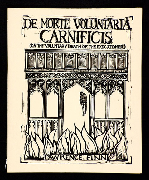 Artist: b'Finn, Lawrence.' | Title: b'De morte voluntaria carnificis (On the voluntary death of the executioner).' | Date: 1992 | Technique: b'linocut' Artist: b'Finn, Lawrence.' | Title: b'De morte voluntaria carnificis (On the voluntary death of the executioner).' | Date: 1992 | Technique: b'linocut'