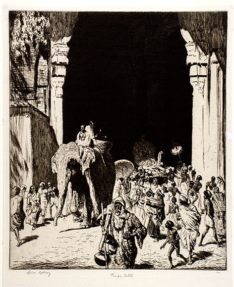 Artist: b'LINDSAY, Lionel' | Title: b'A Temple entry, Madura' | Date: 1929-30 | Technique: b'etching, printed in warm black ink, from one plate' | Copyright: b'Courtesy of the National Library of Australia'