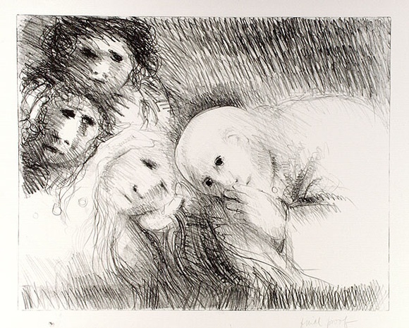 Artist: b'BOYD, Arthur' | Title: b'St Clare showing her shaven head to her family.' | Date: (1965) | Technique: b'lithograph, printed in black ink, from one plate' | Copyright: b'Reproduced with permission of Bundanon Trust' Artist: b'BOYD, Arthur' | Title: b'St Clare showing her shaven head to her family.' | Date: (1965) | Technique: b'lithograph, printed in black ink, from one plate' | Copyright: b'Reproduced with permission of Bundanon Trust'