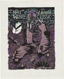 Artist: WORSTEAD, Paul | Title: 100% Merimbula Mambo - wave classic | Date: 1986 or 85? | Technique: screenprint, printed in colour, from four stencils; hand-coloured | Copyright: This work appears on screen courtesy of the artist