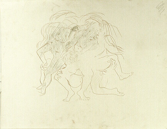 Artist: b'BOYD, Arthur' | Title: b'Three wrestling figures.' | Date: 1960-70 | Technique: b'transfer drawing' | Copyright: b'Reproduced with permission of Bundanon Trust' Artist: b'BOYD, Arthur' | Title: b'Three wrestling figures.' | Date: 1960-70 | Technique: b'transfer drawing' | Copyright: b'Reproduced with permission of Bundanon Trust'