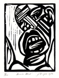 Artist: Burgess, Jeff. | Title: Human head. | Date: 1982 | Technique: linocut, printed in black ink, from one block