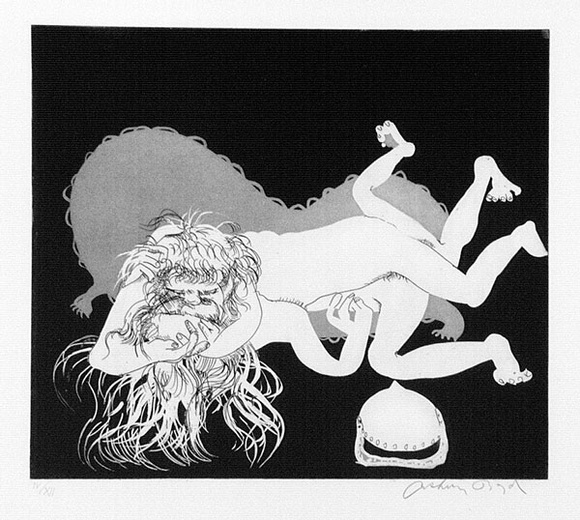 Artist: b'BOYD, Arthur' | Title: b'Myrrhine and Kinesias. Variant of no. 16.' | Date: 1970 | Technique: b'etching and aquatint, printed in black ink, from one plate' Artist: b'BOYD, Arthur' | Title: b'Myrrhine and Kinesias. Variant of no. 16.' | Date: 1970 | Technique: b'etching and aquatint, printed in black ink, from one plate'
